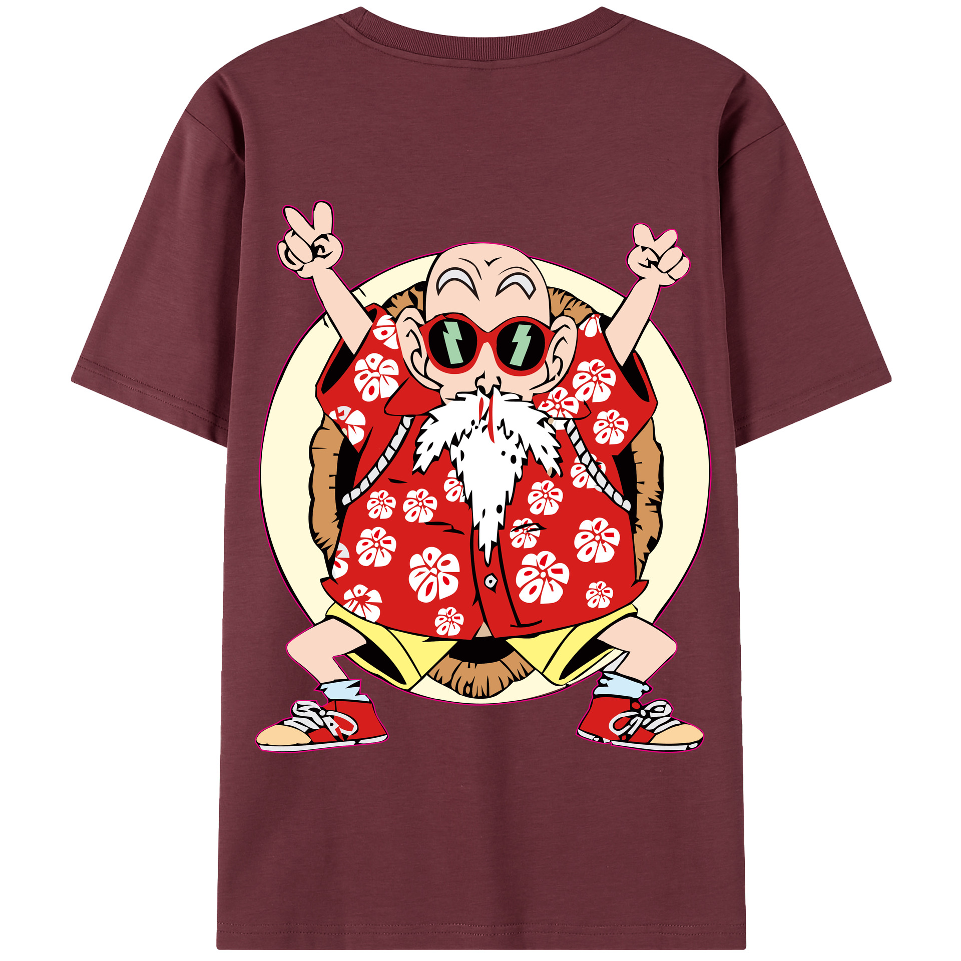 （画像用） ドラゴンボール 亀仙人（かめせんにん） DRAGON BALL Master Roshi Kame Sennin 綿100％半袖Tシャツ（背面プリント）